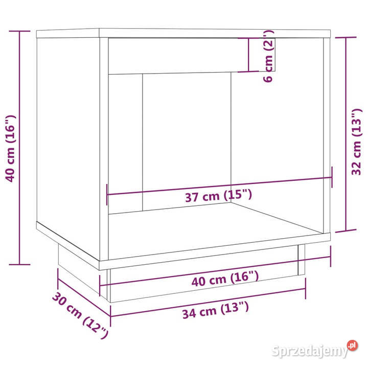Szafka nocna szara 40x30x40 lite drewno sosnowe Warszawa
