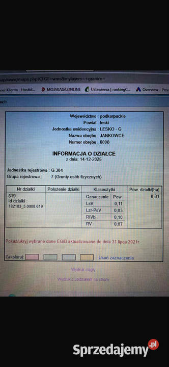 Działki rolne w Bieszczadach Jankowce ze