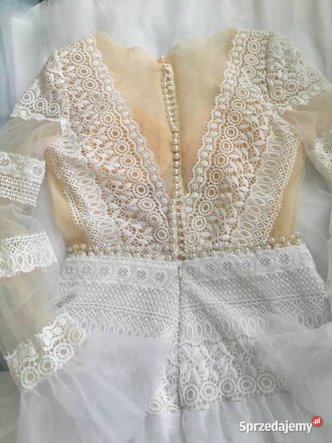 Suknia ślubna boho rękawy 34 36 38 Rozmiar 38(M) Jelenia Góra