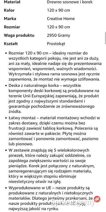 Duża tablica korkowa Pozostałe łódzkie