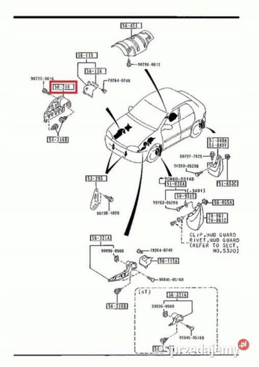 OSŁONA SILNIKA PRAWA MAZDA 121 9012 ORYGINAŁ osobowe