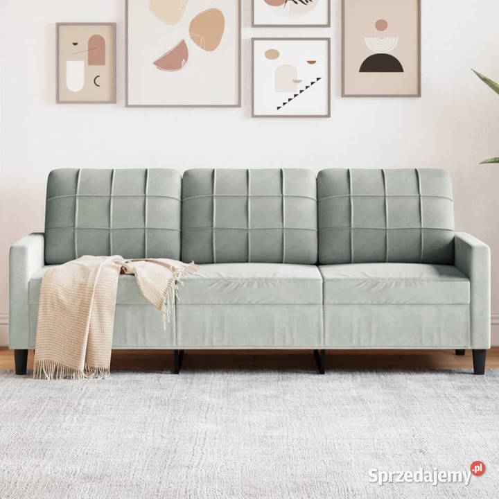 Sofa 3osobowa jasnoszara 180 tapicerowana Warszawa