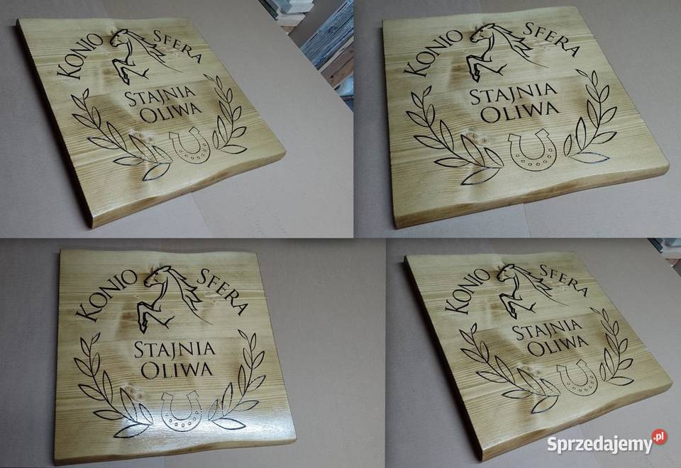 Napis na drewnie grafiką logo szyld z drewna Roczyny