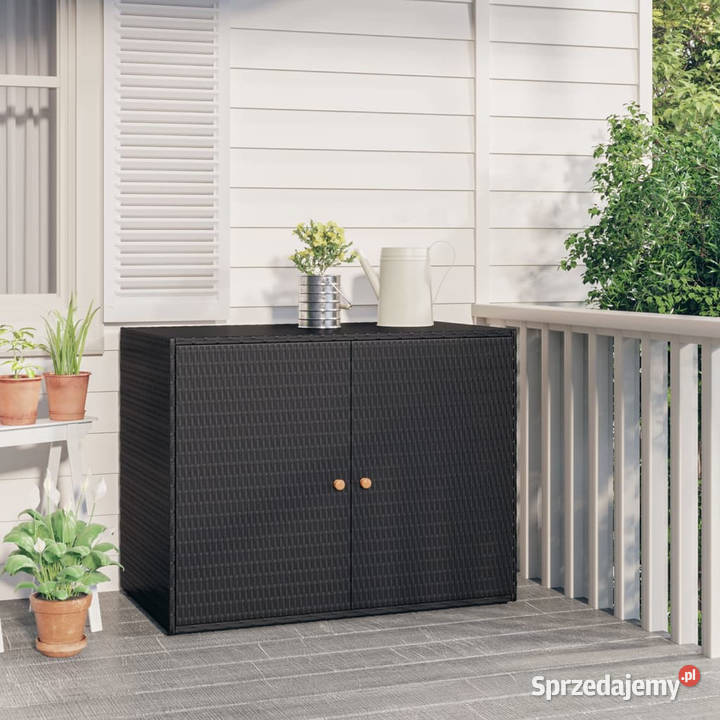 Szafka ogrodowa czarna 100x555x80 rattan PE