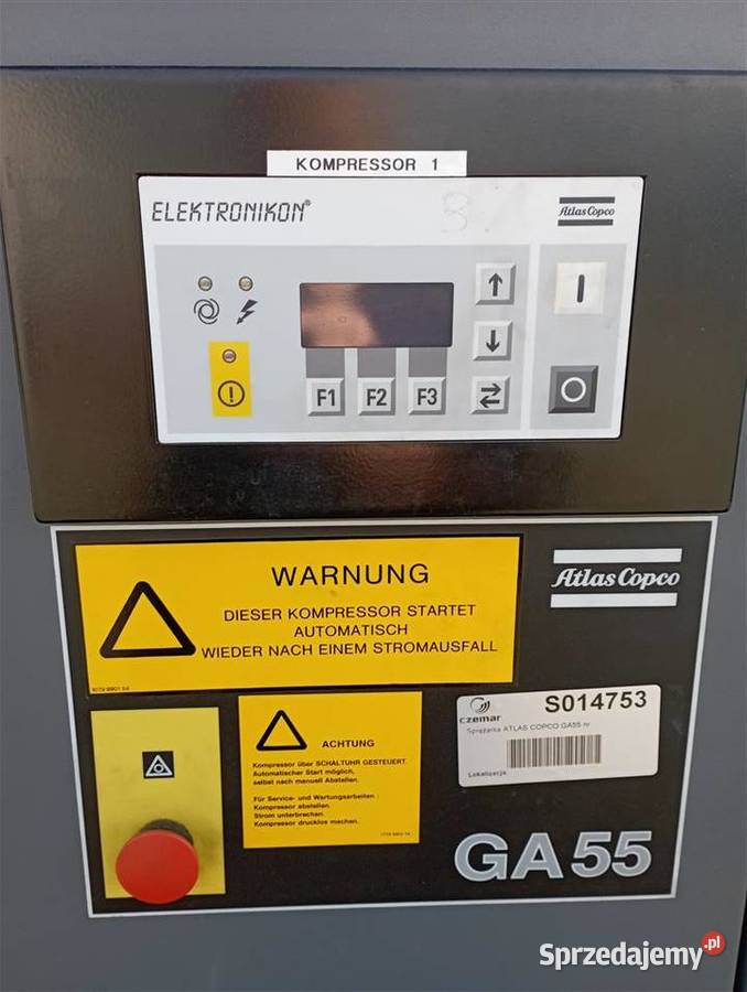 Sprężarka śrubowa ATLAS COPCO GA55 55kw 9m Kompresory Wilków
