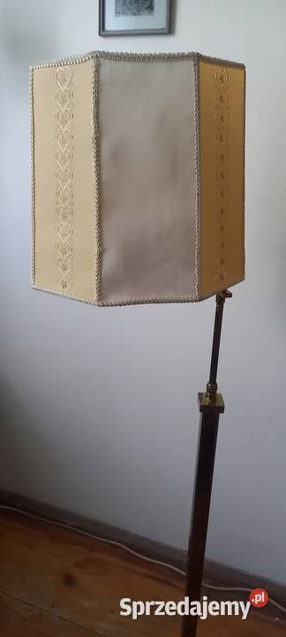 Mosiężna lampa podłogowa ze składanym ramieniem