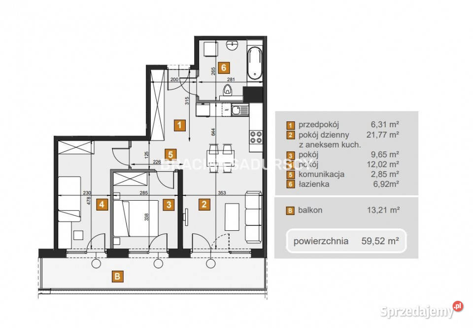 Mieszkanie Kraków Babińskiego 5952m2 3 pokojowe 16500zł/m2