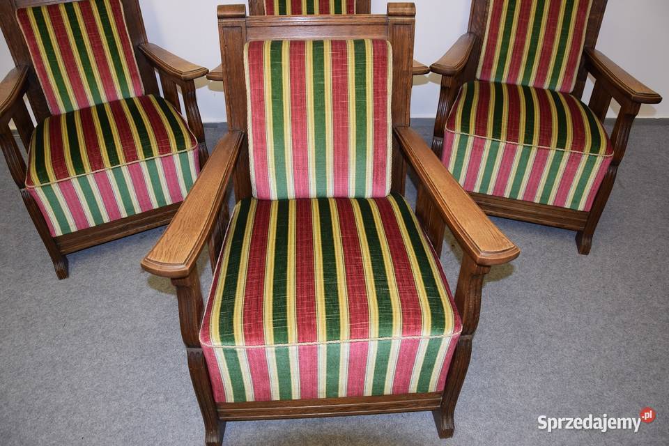 fotele dębowe 4 sztuki super stan