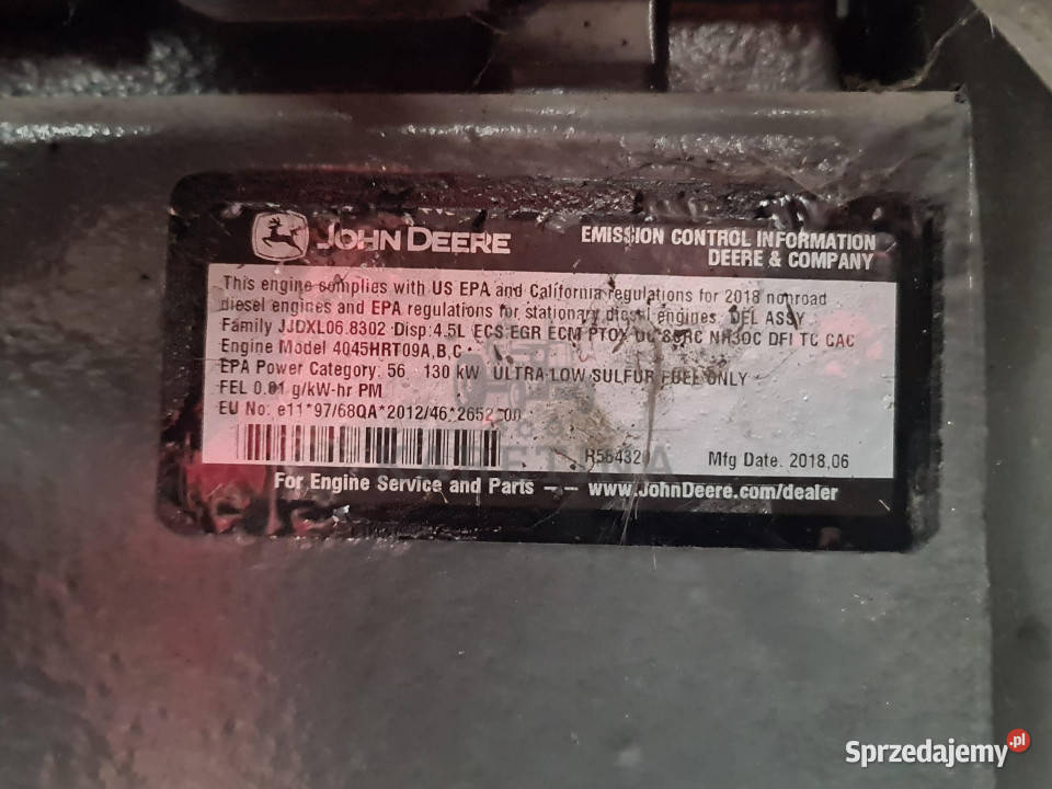 John Deere Silnik 4045HRT09A 45L NA CZĘŚCI Jastrzębniki sprzedam