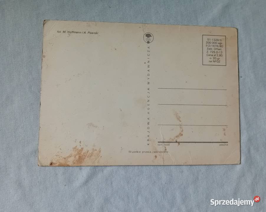 Pocztówka wielkanocna z pisankami KAW 1980 r Koźminek