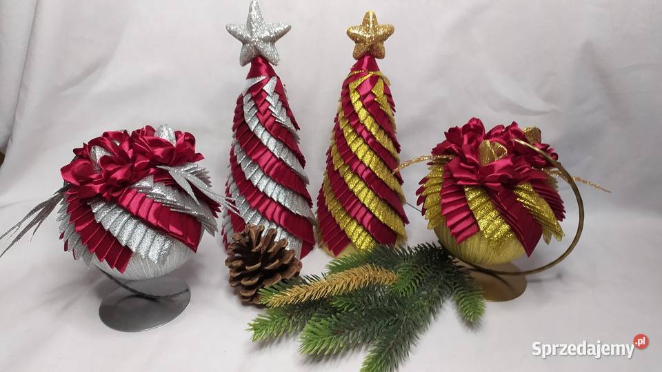 Bombki z wstążki choinkowe ozdoby świąteczne Dekoracje i ozdoby Sędziszów Małopolski