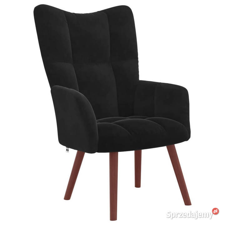 Fotel czarny obity aksamitem WM328057 Warszawa sprzedam