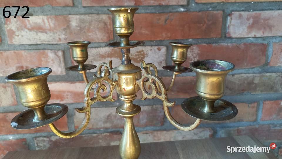 Świecznik mosiężny pięcioramienny Kandelabr 40 Gawroniec