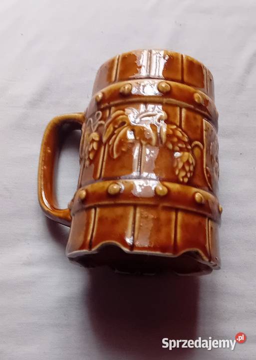 Ceramiczny szkliwiony kufel Okocim Bolesławiec Koźminek