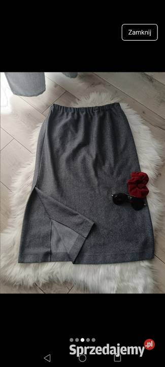 Elegancka szara Spódnica na gumce jesień podkarpackie Krosno