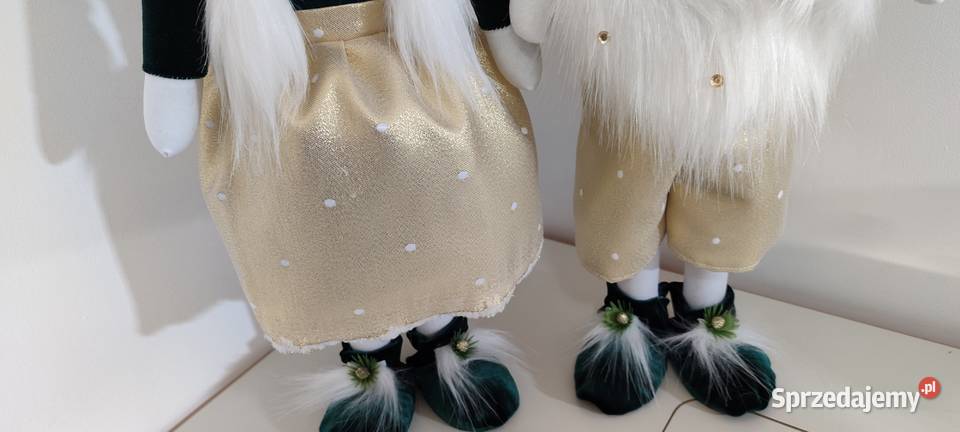 Skrzaty świąteczne para zielony złoty Glamour Lipnica