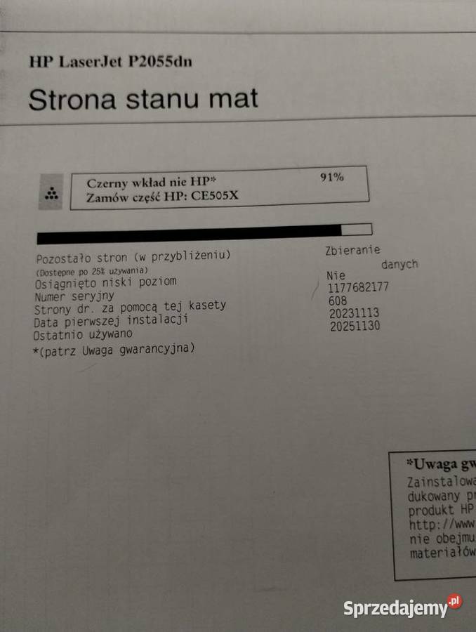 Drukarka HP laserowa laser Jet P2055dn A4 mazowieckie Warszawa