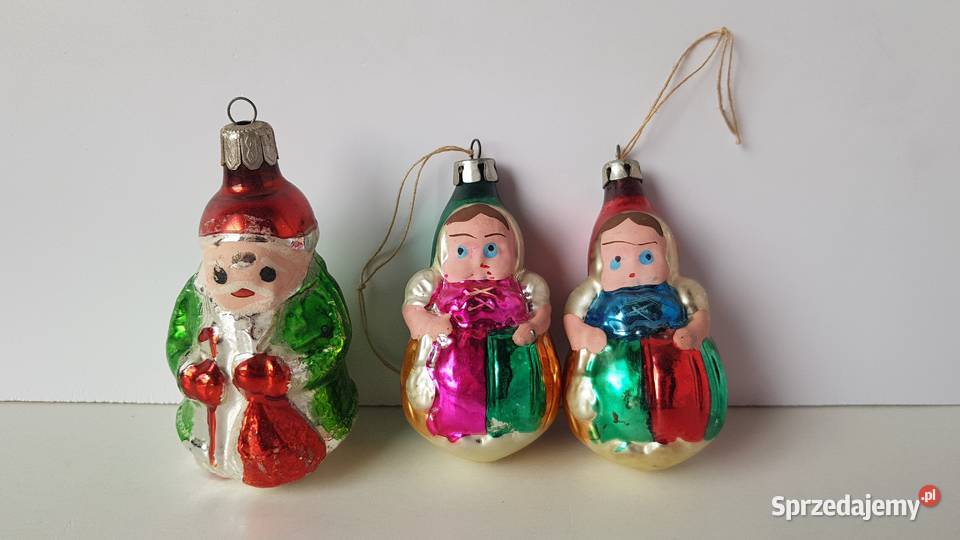 Bombka x3 Babuszki łowiczanki i Mikołaj stare śląskie Dąbrowa Górnicza