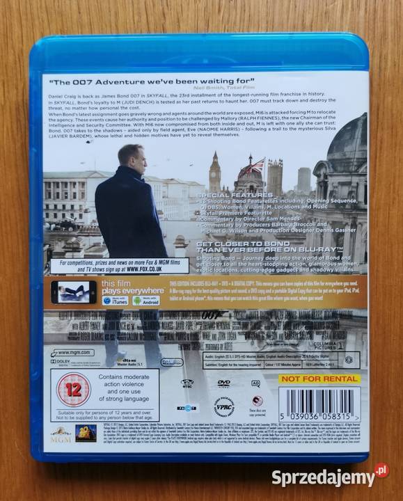 James Bond 007 Skyfall Bluray DVD En 2012 Parzęczew