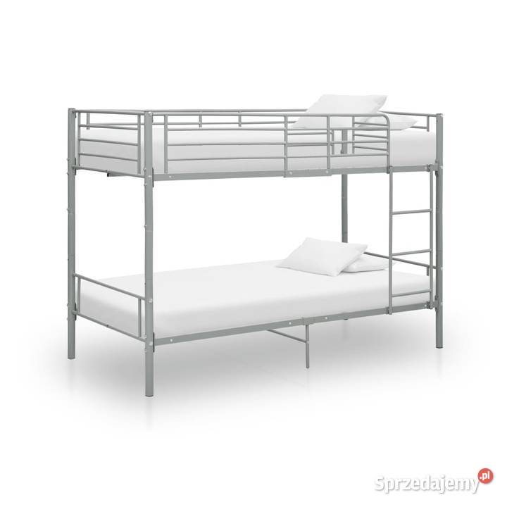 vidaXL Łóżko piętrowe, szare, metalowe, 287911