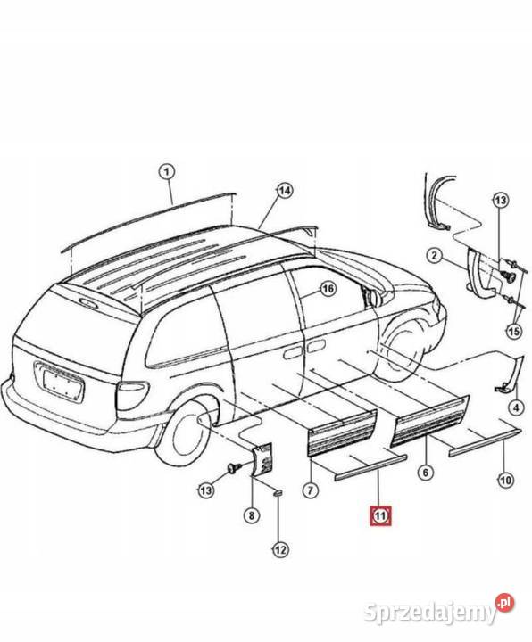 LISTWA DRZWI LEWA CHRYSLER VOYAGER 0102 ORYGINAŁ