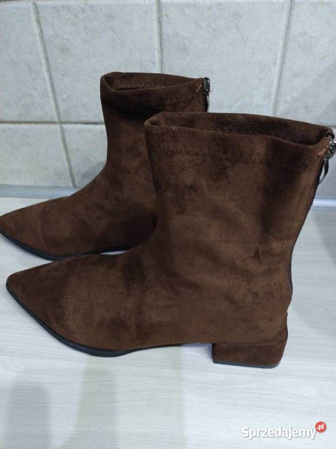 Botki w kolorze brązowym z zamszu lubelskie Lublin