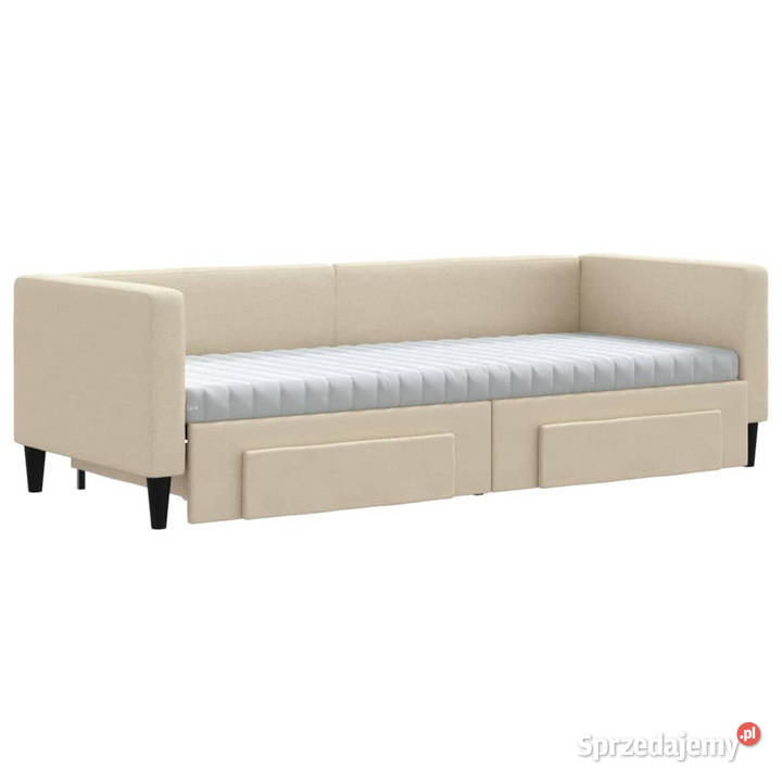 Sofa rozsuwana z szufladami kremowa tkanina 223cm mazowieckie Warszawa