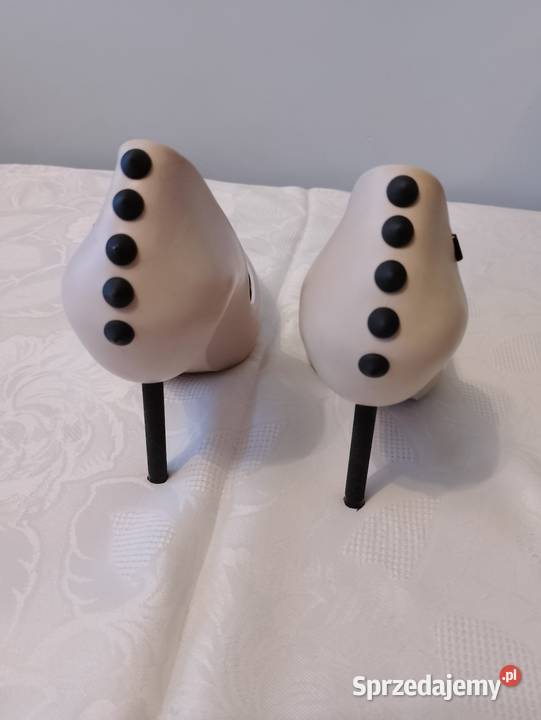 Szpilki MELISSA beżowe peep toe ozdobne czarne wielkopolskie Oborniki