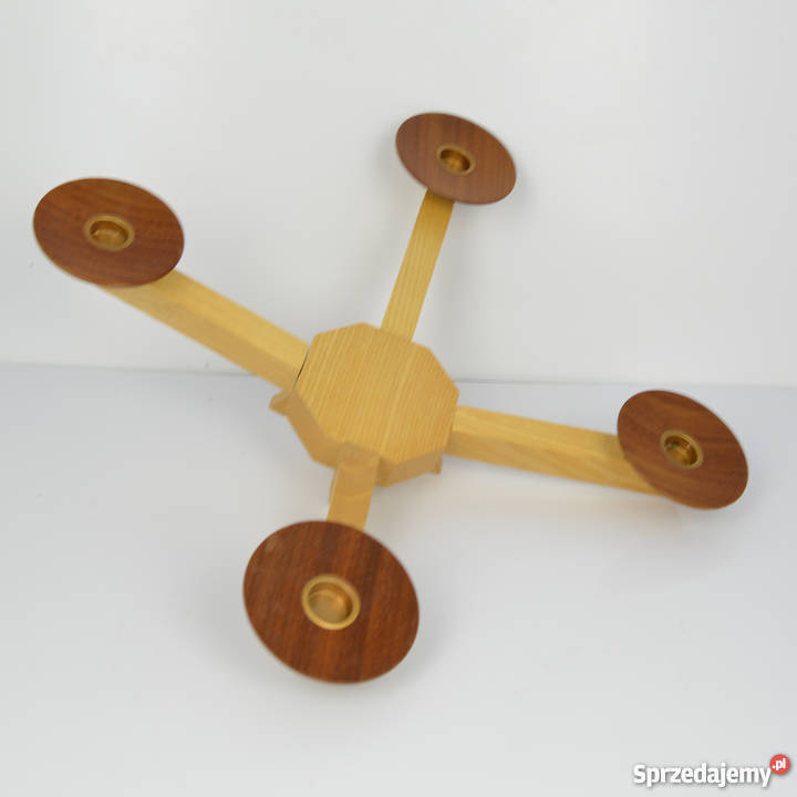 Czteroramienny świecznik drewniany Dania lata 70 mazowieckie Warszawa