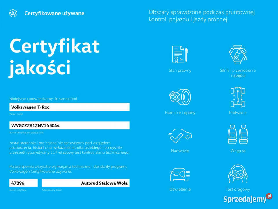 Volkswagen TRoc 15TSI 150 Manual6G Life Kamera podkarpackie Stalowa Wola