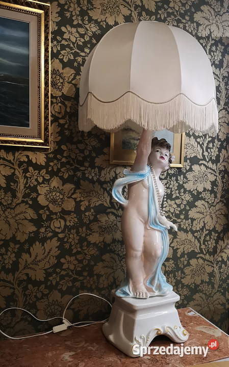 Porcelanowa wielka lampa figuralna Wałbrzych