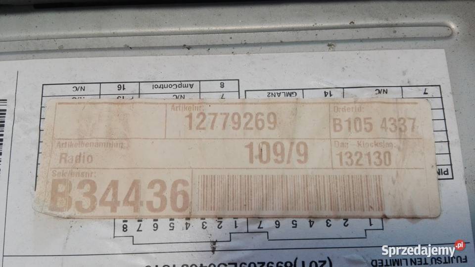 SAAB 93 RADIO CD CZYTNIK AUX 12779269 Części samochodowe Kiełczyna