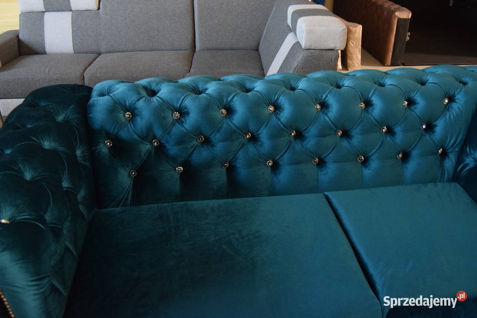 Narożnik pikowany chesterfield glamour z funkcją wielkopolskie Pyzdry
