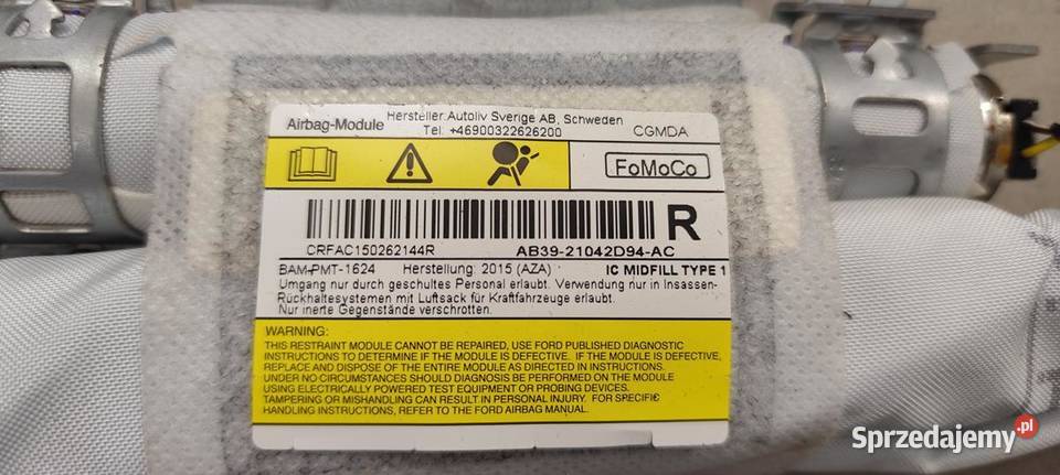 KURTYNA POWIETRZNA PRAWA FORD RANGER IV 21042D94 Rok produkcji 2017 Biała Podlaska