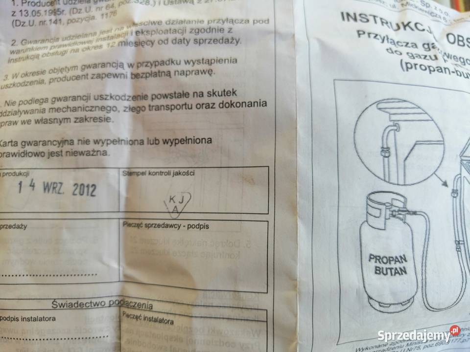 przyłącze reduktor gazowy KGP2 do kuchenki łódzkie Zgierz