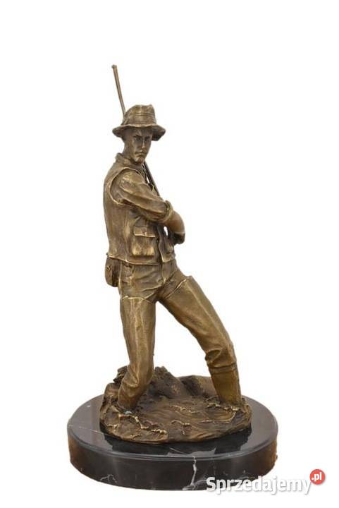 Wędkarz z Brązu Mężczyzna z Wędka Rybak Figura Kraków