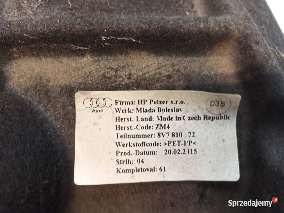 NADKOLE PRAWY TYŁ A3 8V CABRIO 8V7810172 sprzedam