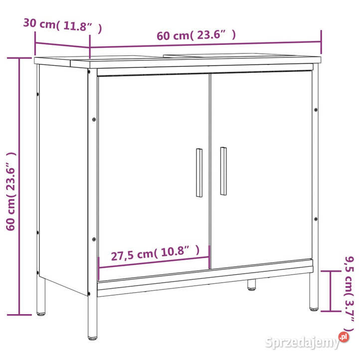 Szafka pod umywalkę czarna 60x30x60 WM842446 mazowieckie Warszawa