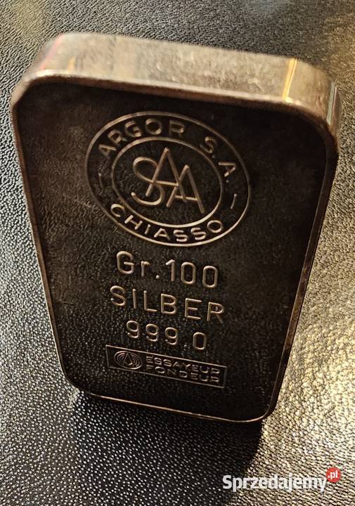 Srebrna sztabka 100g Argor Chiasso SAA Przemyśl sprzedam