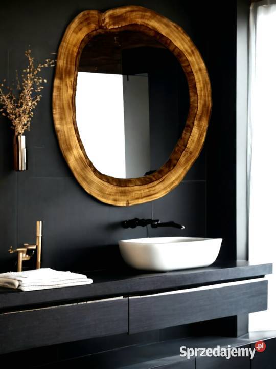Okrągłe lustro łazienkowe nowoczesne drewniane podkarpackie Rzeszów