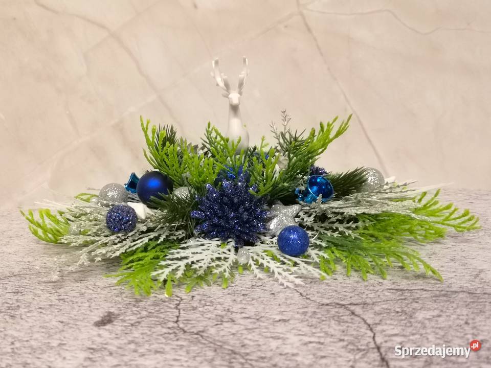 Podświetlany stroik zimowy z figurką jelenia sprzedam