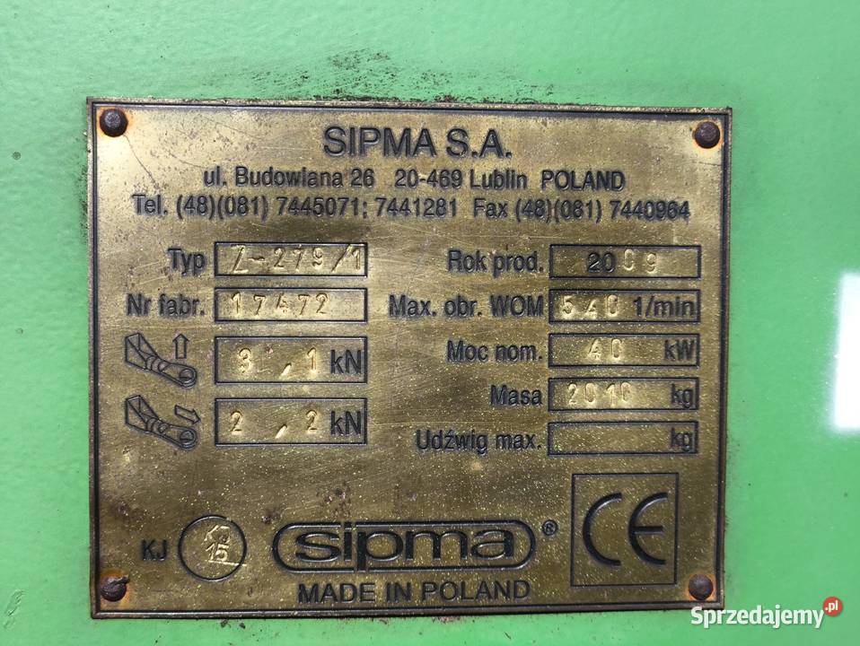 Sprzedam prasę zwijającą Sipma Z2791 z serii nieuszkodzony Nowe Budy sprzedam