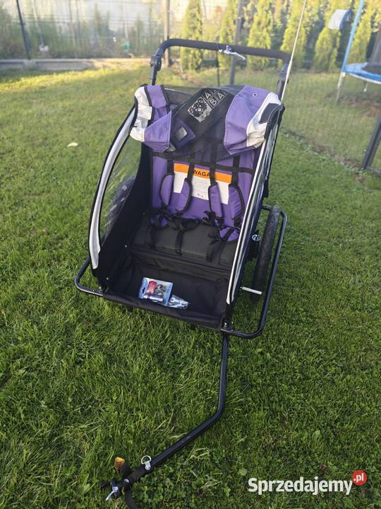 PRZYCZEPKA ROWEROWA AMORTYZOWANA REGULOWANA fioletowy Zygry