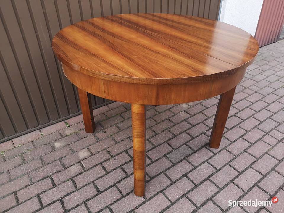 Stół ArtDeco Okrągły Orzech 110 Zgrabny Antyk Meble Swarzędz