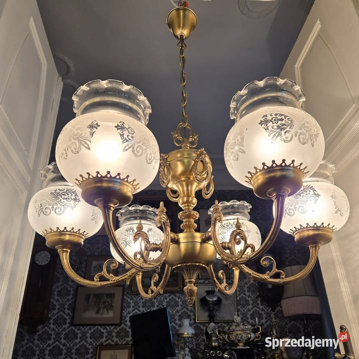 Duży Mosiężny Żyrandol Pałacowy Lampa wisząca do wielkopolskie Kalisz sprzedam