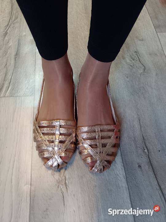 41 Gold Rose Złote baleriny wieczorowe na skóra ekologiczna Kraków sprzedam