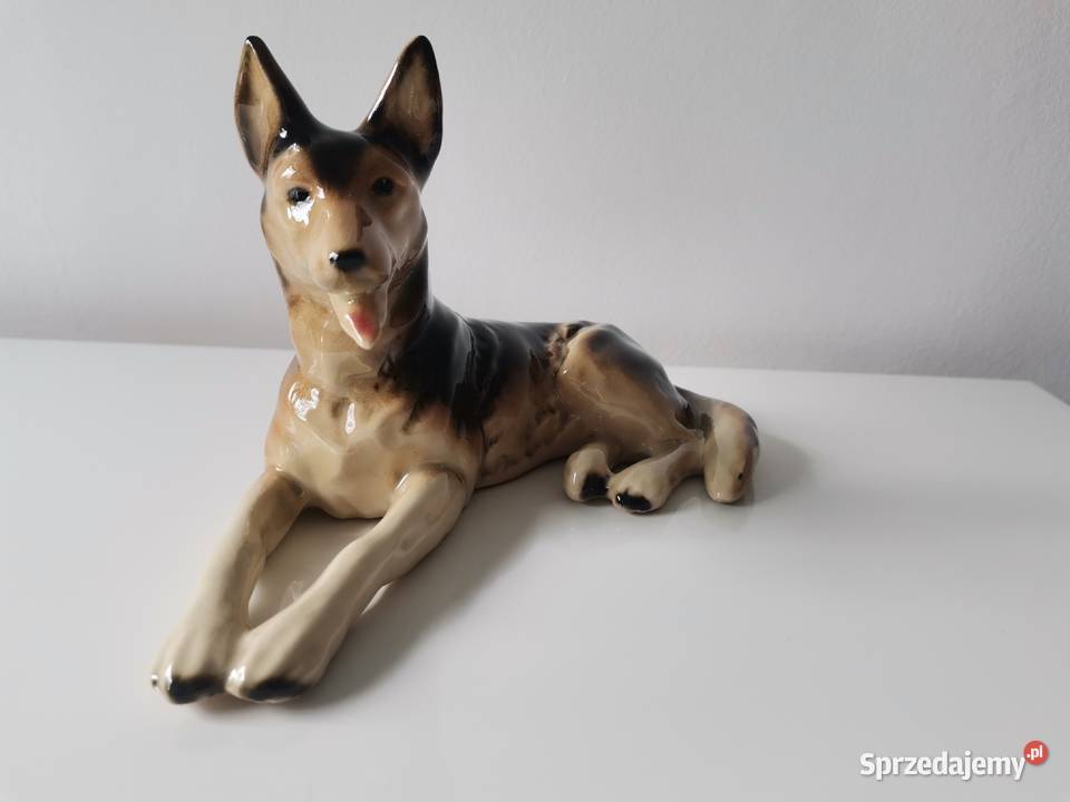 Stara figurka porcelanowa Pies owczarek Katowice