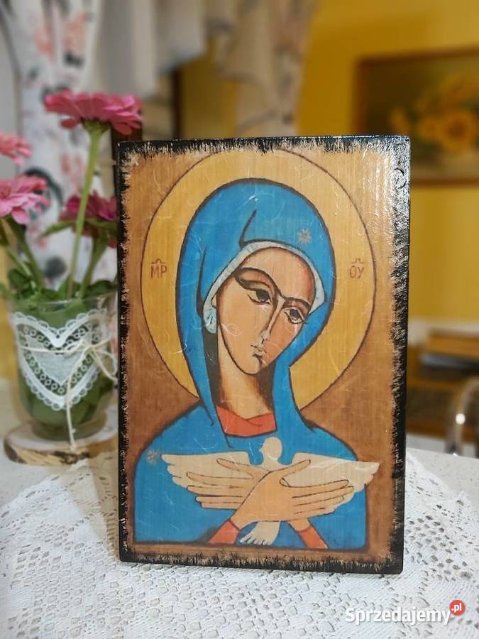 Ikona Maryja niosąca Ducha Św Dekoracje i ozdoby Wyposażenie wnętrz Dobrzechów