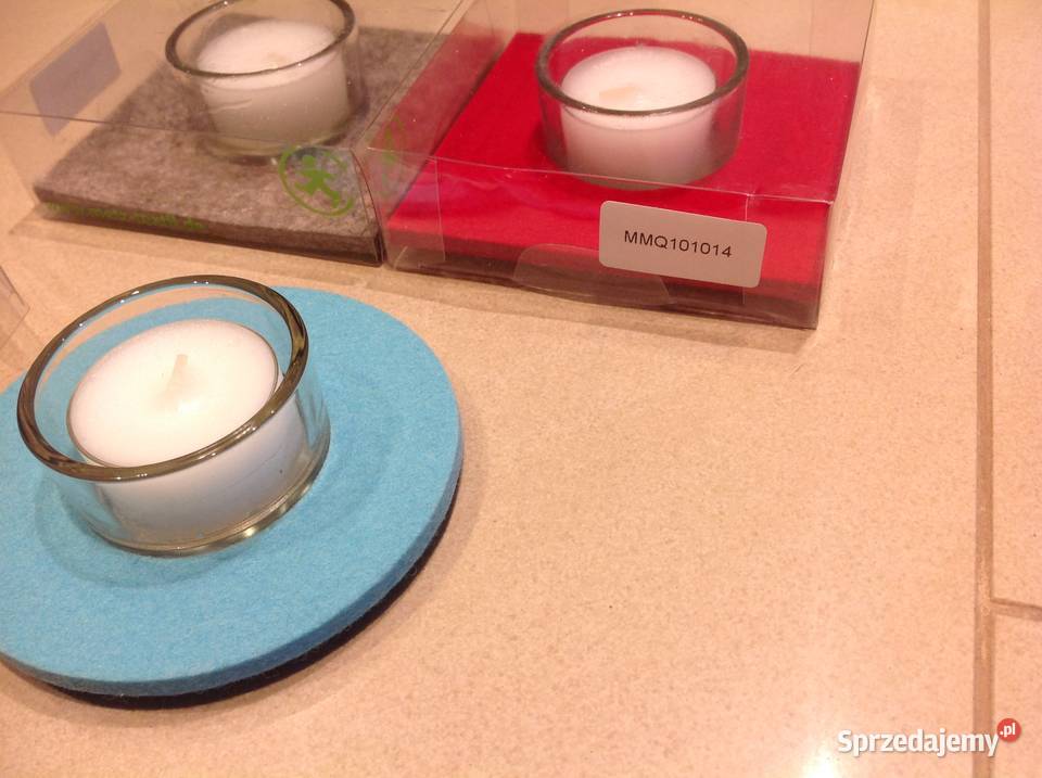 Świeczniki szklane METZ Textil 3 Filc Nowa Sól