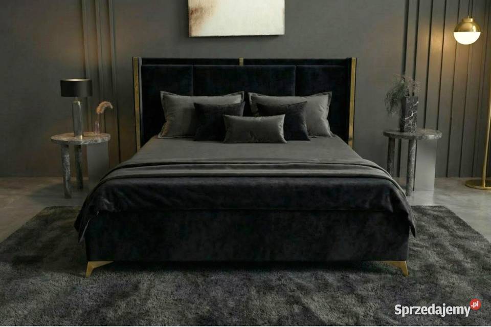 Łóżko z pojemnikiem 140x200 ROKO Czarne stelaż Kraków